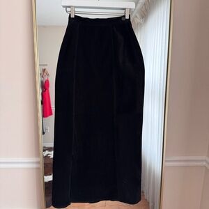 Etosha Vintage Black Suede Leather Maxi Skirt with Slit Size S